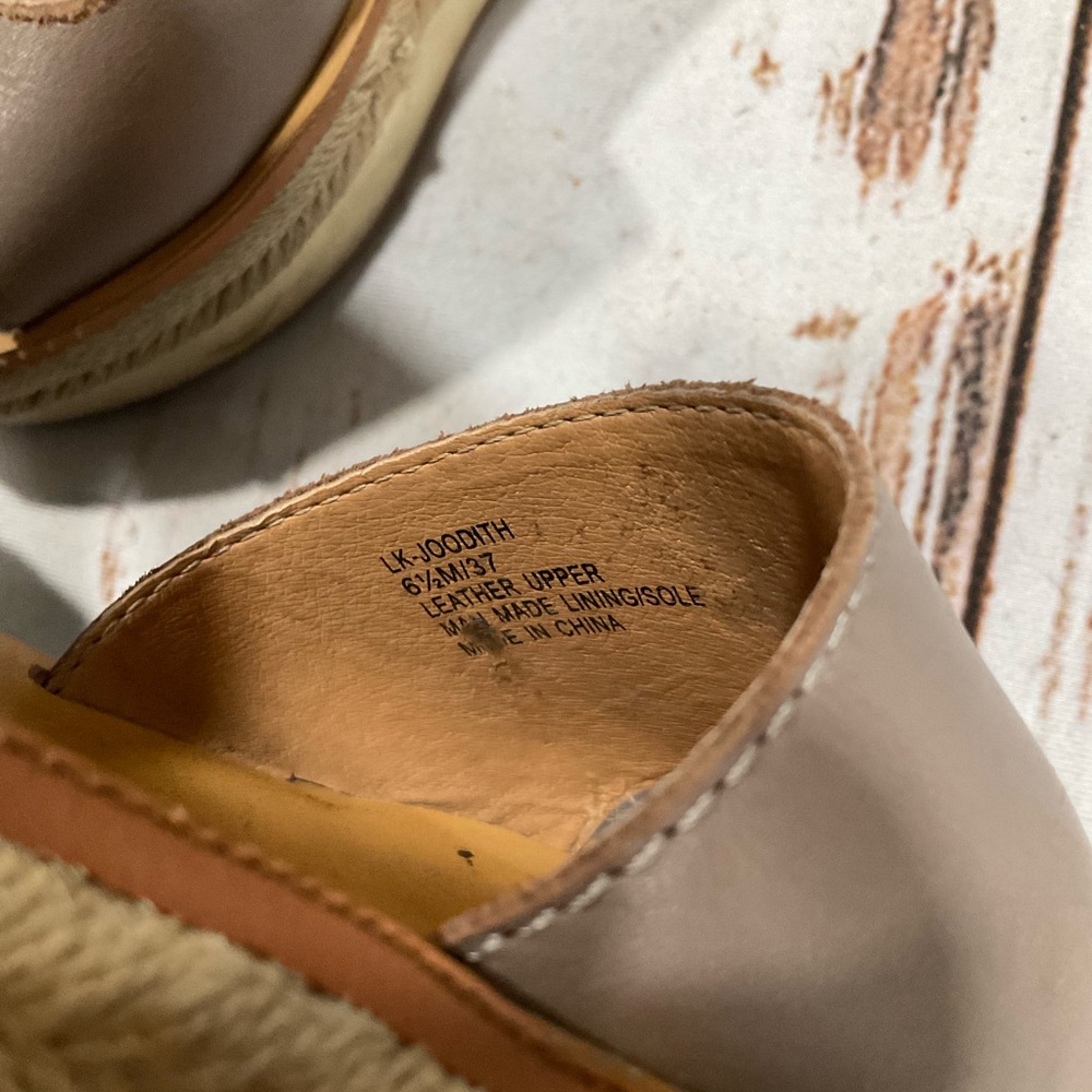 LUCKY‎ BRAND TAUPE LEATHER ESPADRILLES SANDALS - Picture 8 of 10